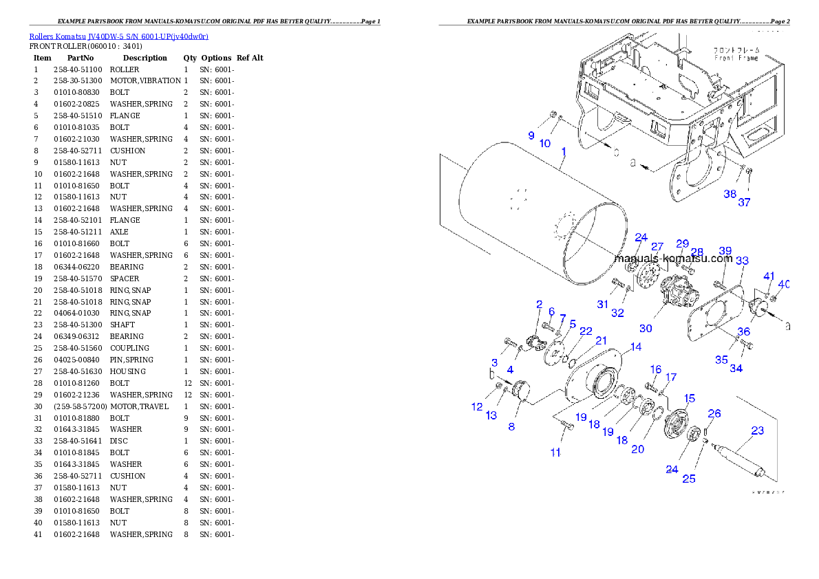 Protected: JV40DW-5 S/N 6001-UP Partsbook