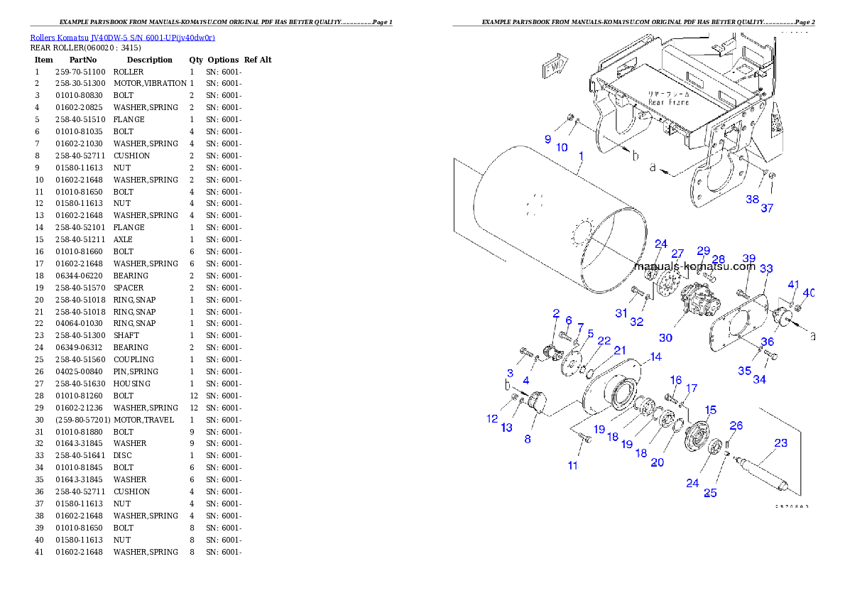 Protected: JV40DW-5 S/N 6001-UP Partsbook