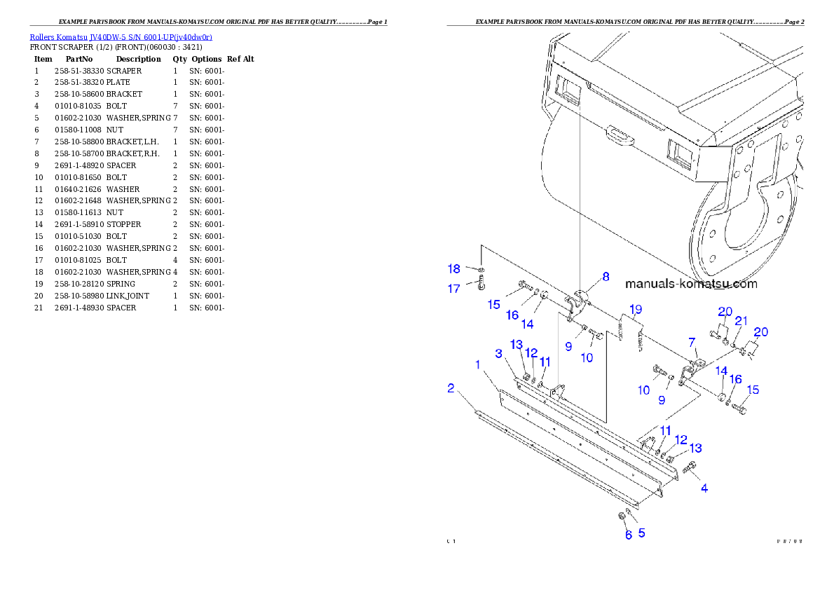 Protected: JV40DW-5 S/N 6001-UP Partsbook