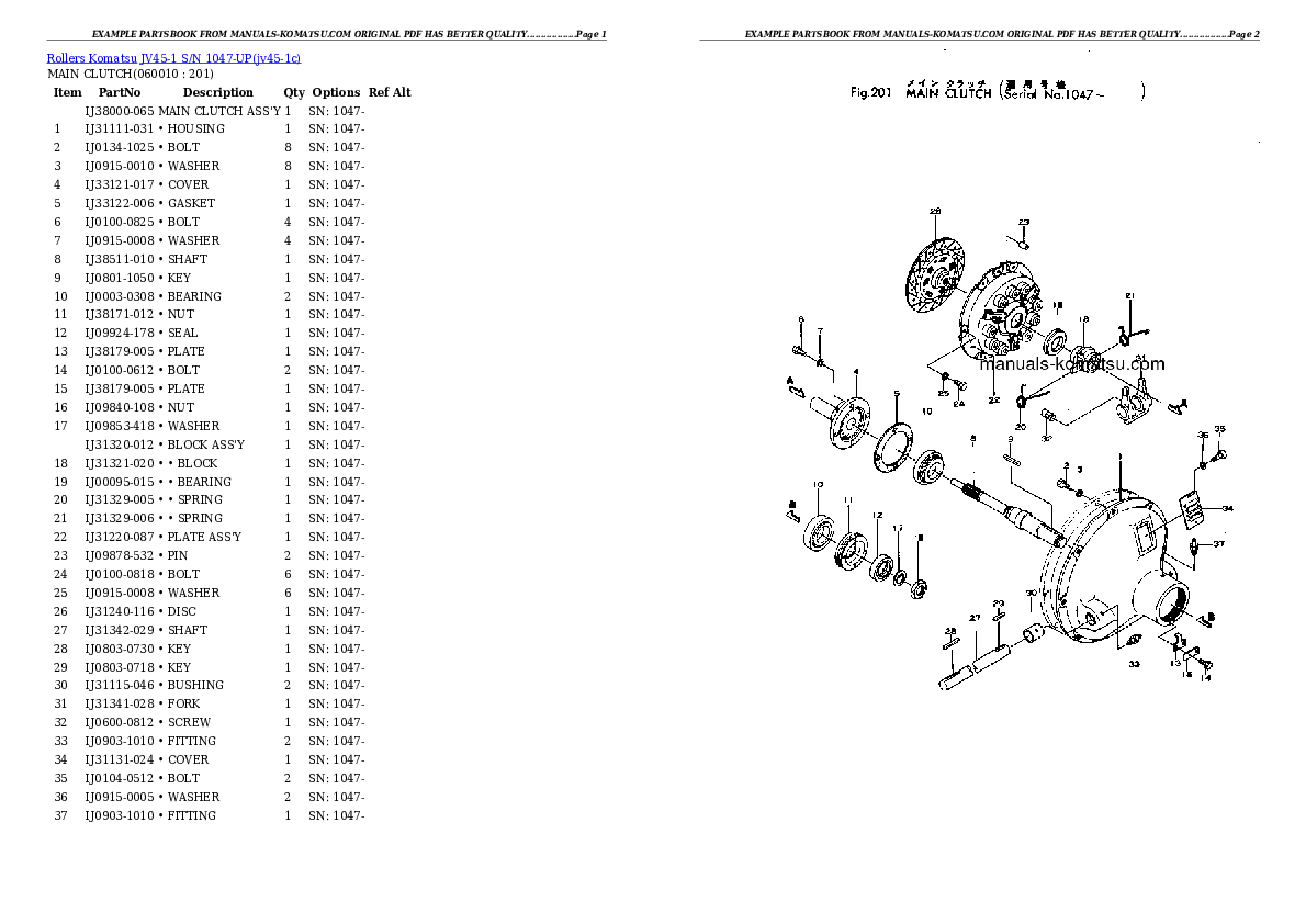 Protected: JV45-1 S/N 1047-UP Partsbook