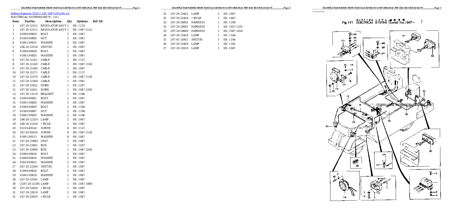Protected: JV45-1 S/N 1047-UP Partsbook