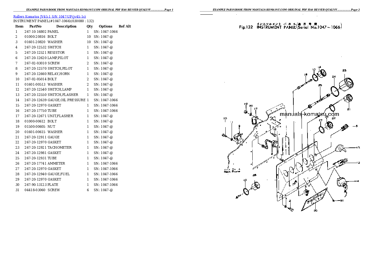Protected: JV45-1 S/N 1047-UP Partsbook