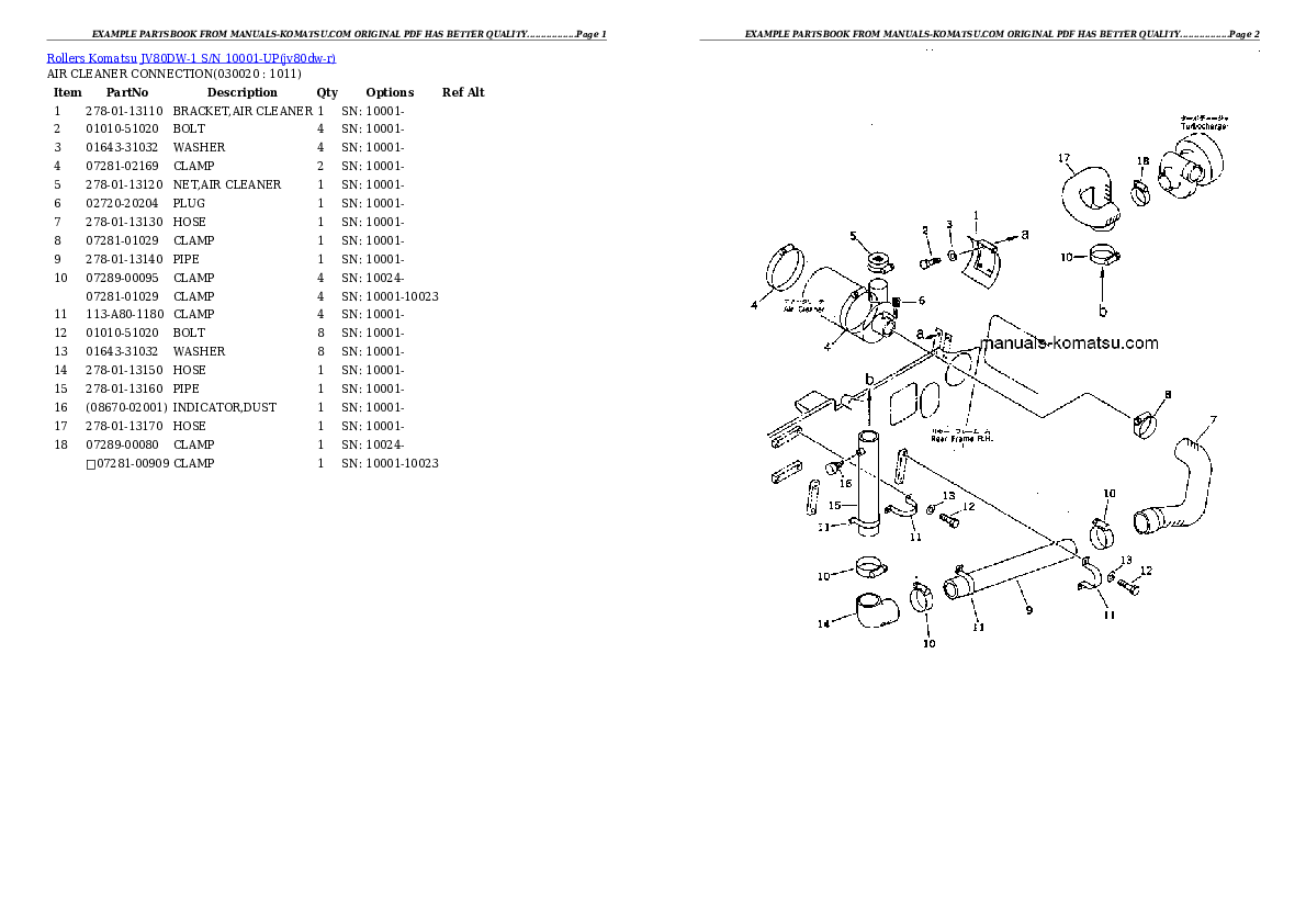 JV80DW-1 S/N 10001-UP Partsbook