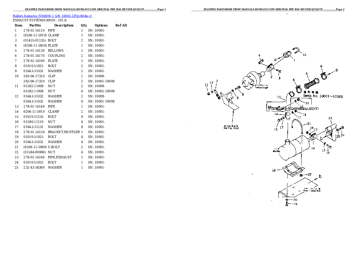 JV80DW-1 S/N 10001-UP Partsbook