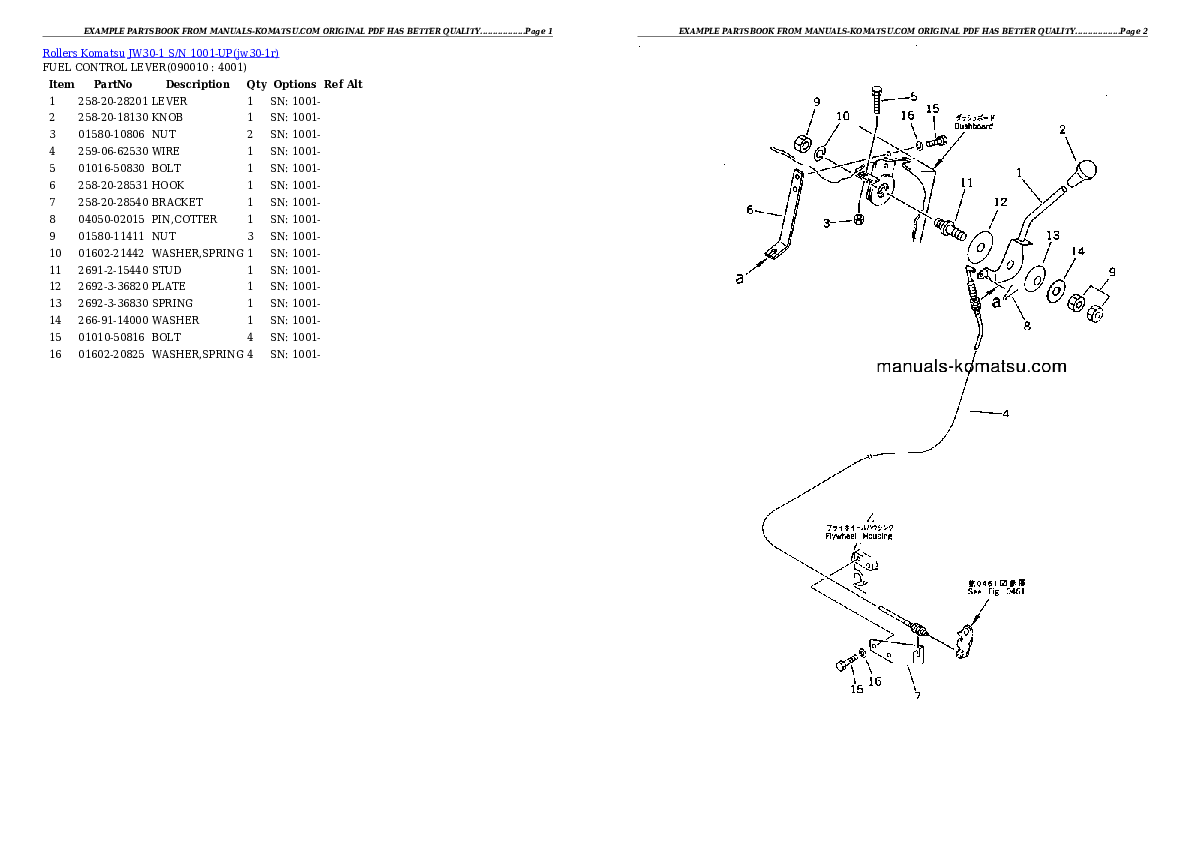 Protected: JW30-1 S/N 1001-UP Partsbook