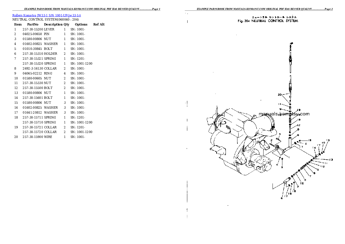 Protected: JW33-1 S/N 1001-UP Partsbook