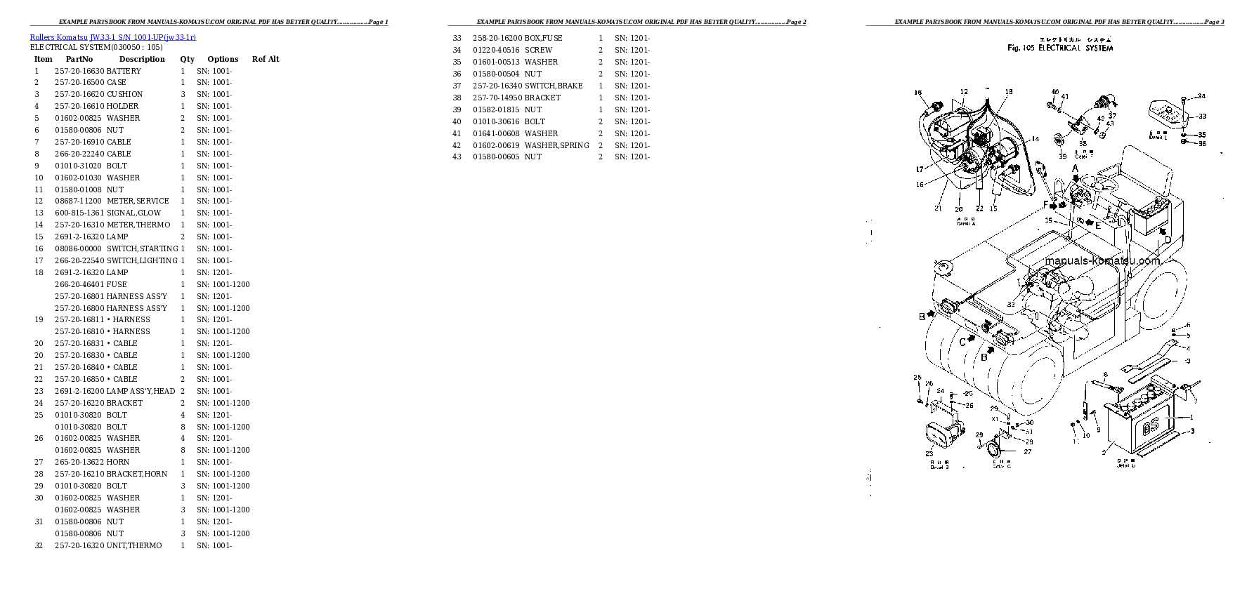 Protected: JW33-1 S/N 1001-UP Partsbook