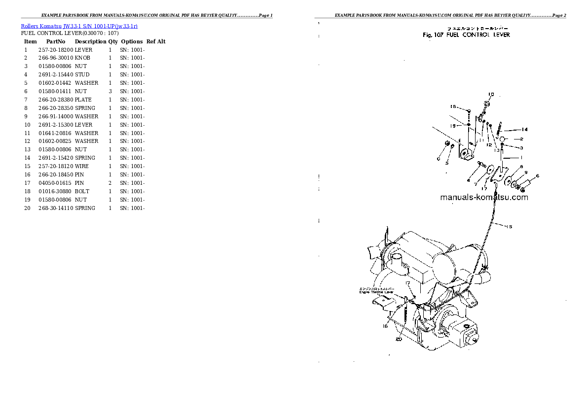 Protected: JW33-1 S/N 1001-UP Partsbook