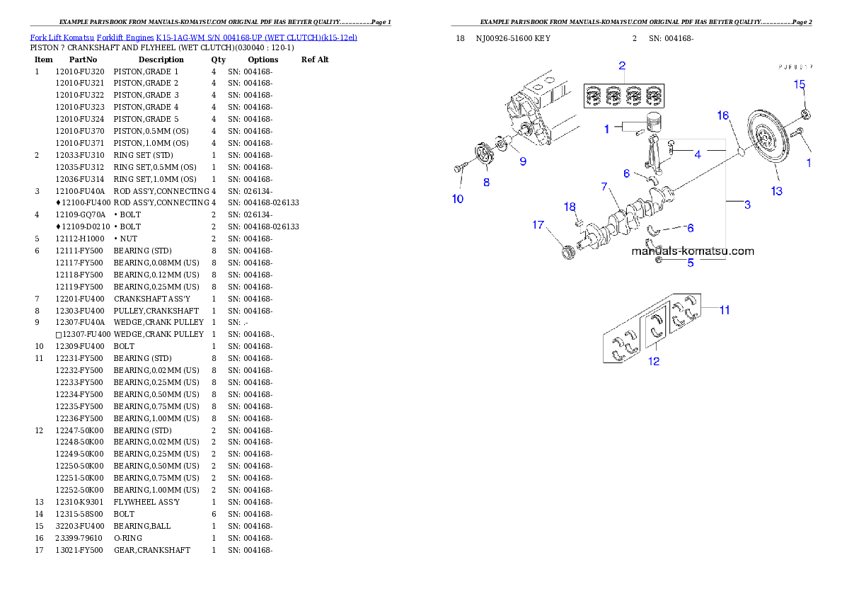 Protected: K15-1AG-WM S/N 004168-UP （ｳｪｯﾄｸﾗｯﾁ） Partsbook