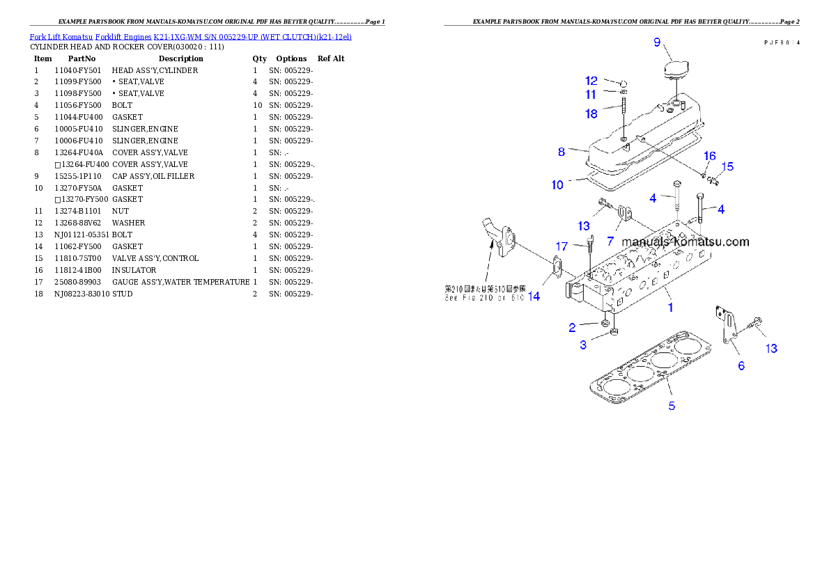 K21-1XG-WM S/N 005229-UP （ｳｪｯﾄｸﾗｯﾁ） Partsbook