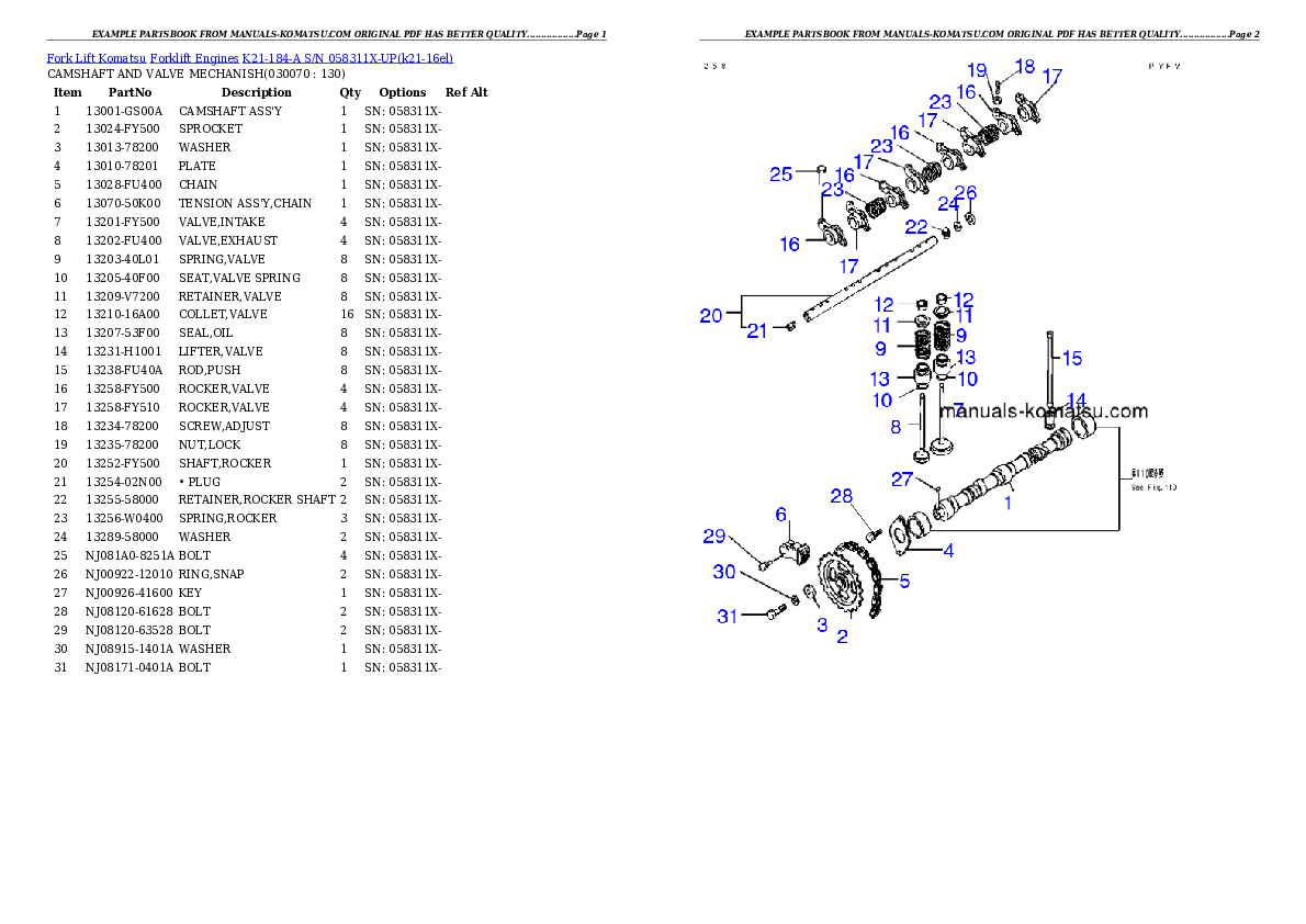 Protected: K21-184-A S/N 058311X-UP Partsbook