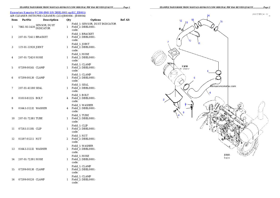 PC300-8M0 S/N DBBL0001-up Partsbook