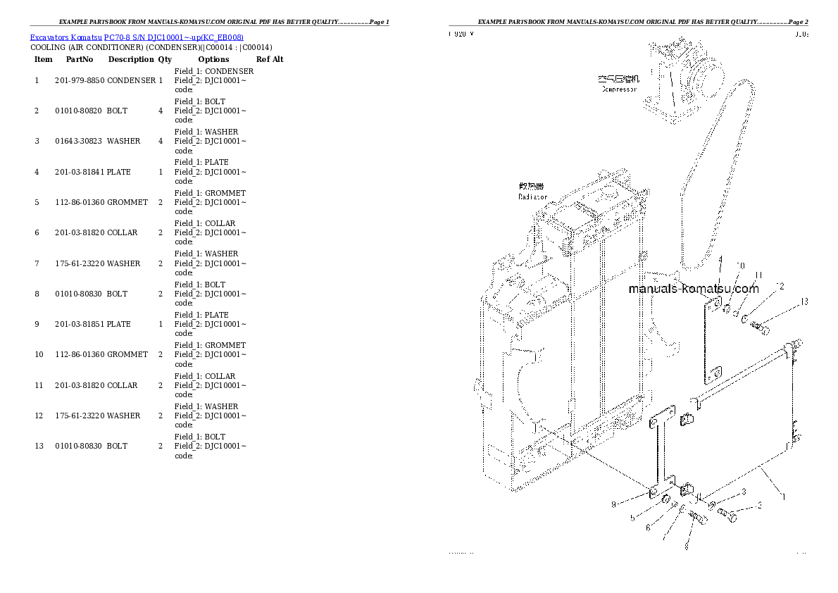 Protected: PC70-8 S/N DJC10001~-up Partsbook