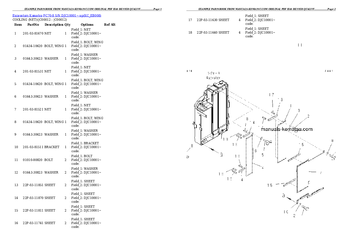 Protected: PC70-8 S/N DJC10001~-up Partsbook