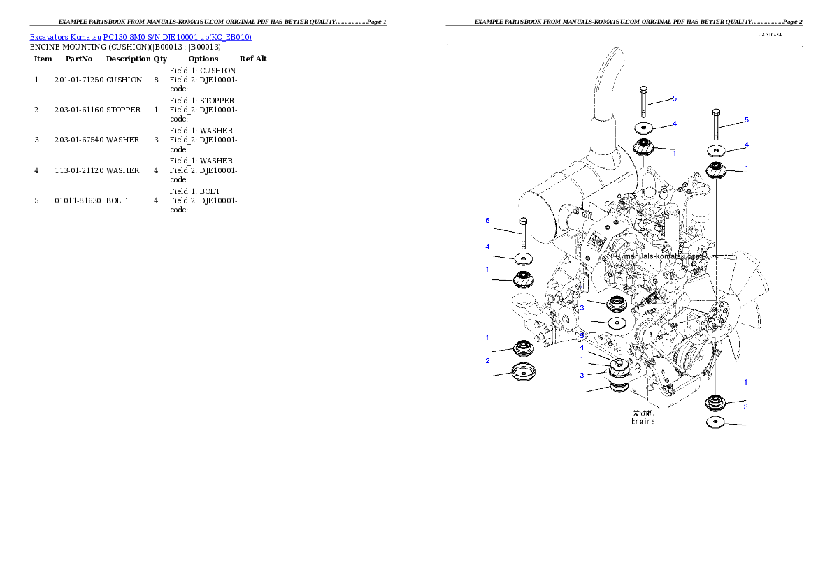 Protected: PC130-8M0 S/N DJE10001-up Partsbook