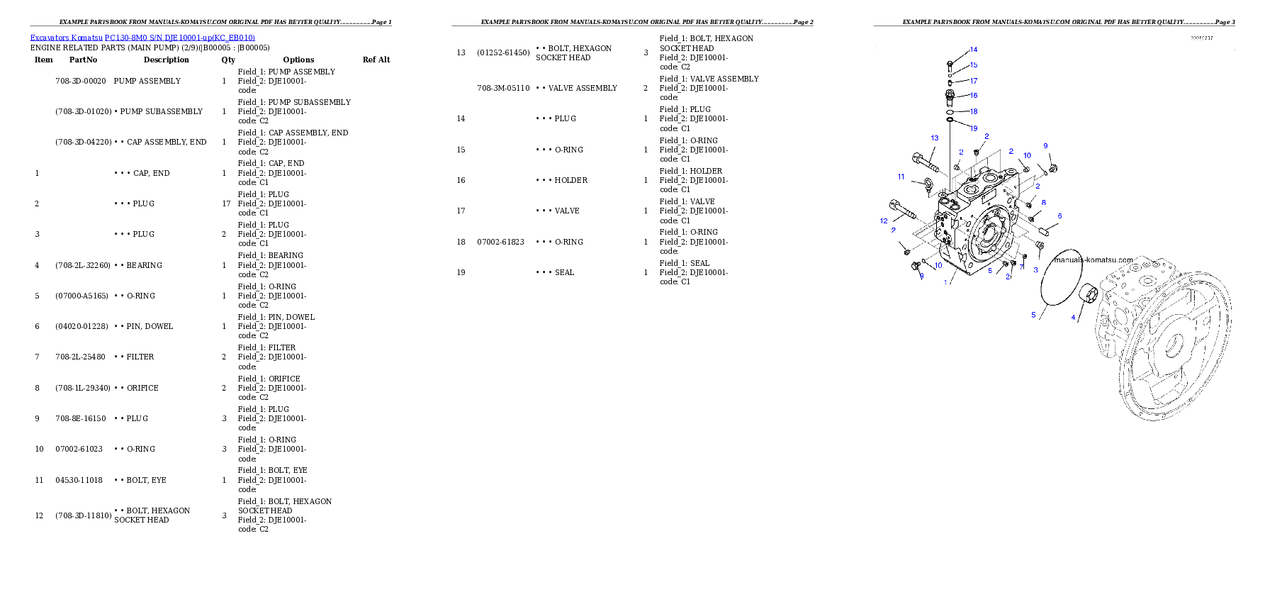 PC130-8M0 S/N DJE10001-up Partsbook