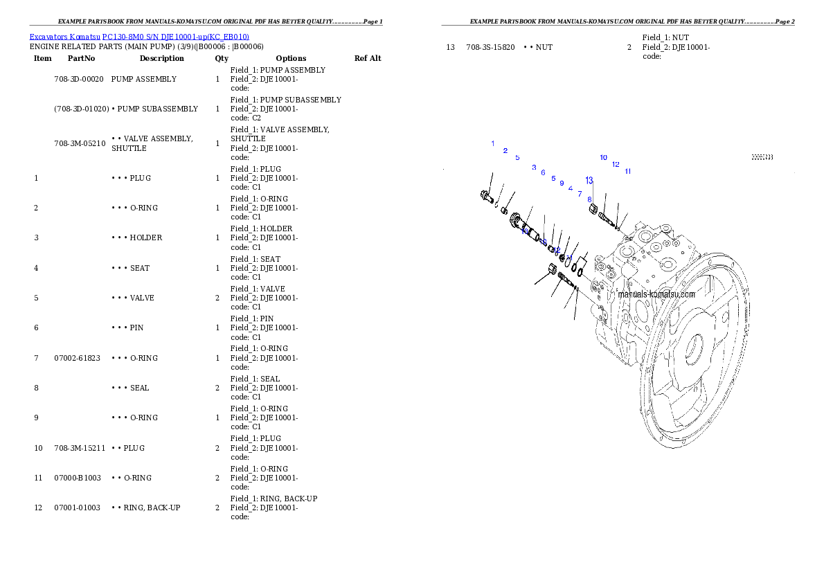 Protected: PC130-8M0 S/N DJE10001-up Partsbook