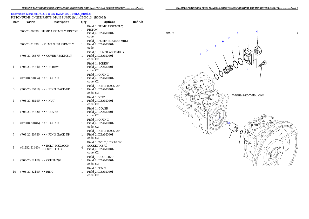 Protected: PC270-8 S/N DZAM0001-up Partsbook
