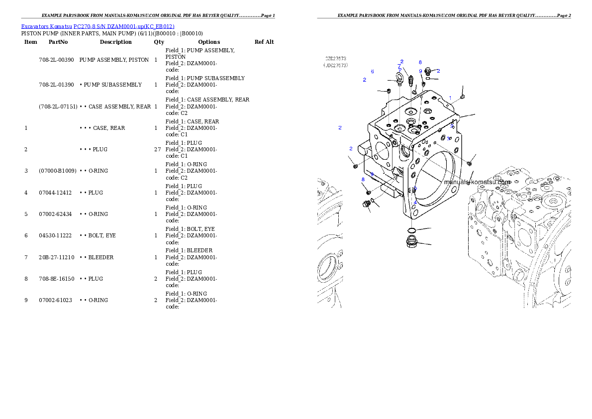 Protected: PC270-8 S/N DZAM0001-up Partsbook