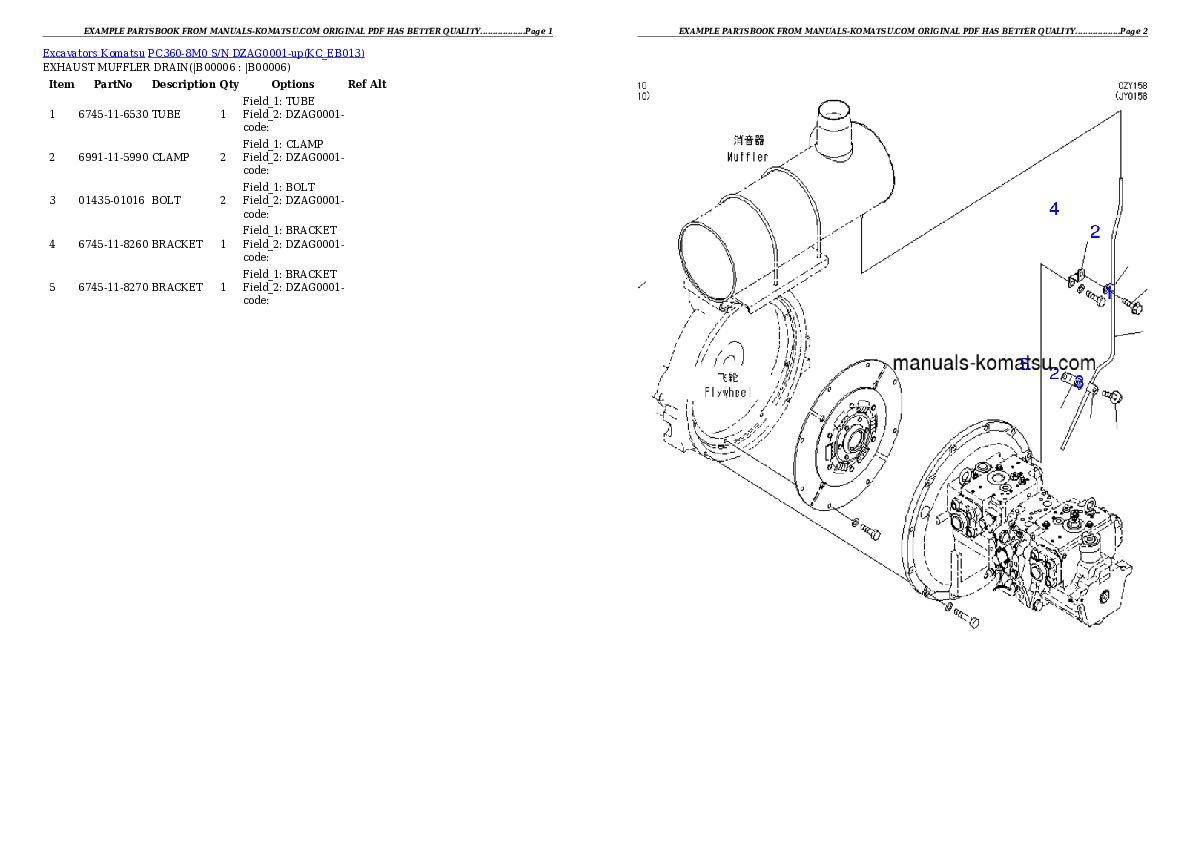 Protected: PC360-8M0 S/N DZAG0001-up Partsbook