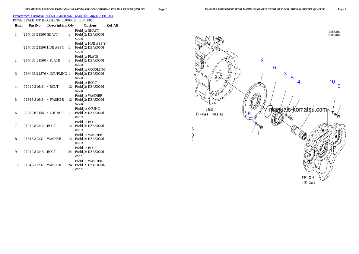 Protected: PC650LC-8E0 S/N DZAK0001-up Partsbook