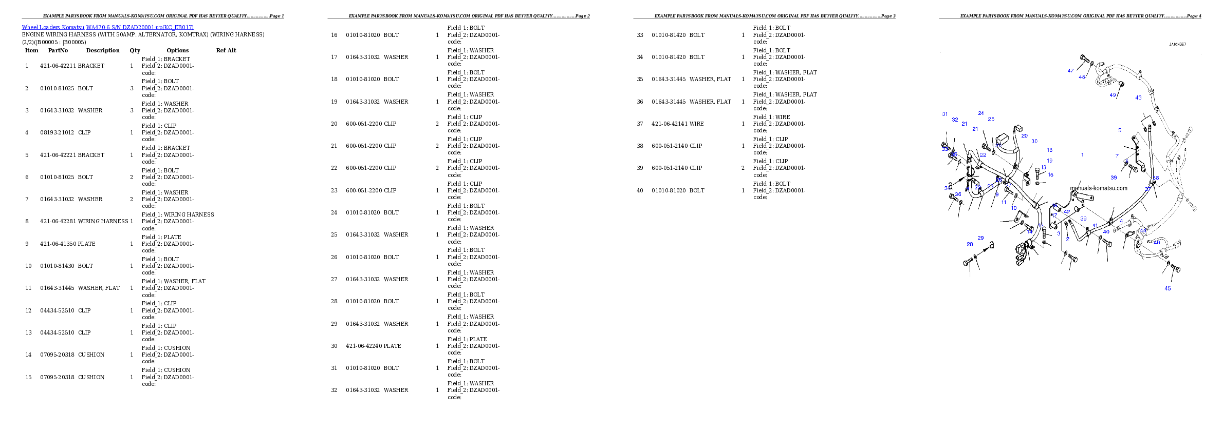 WA470-6 S/N DZAD20001-up Partsbook