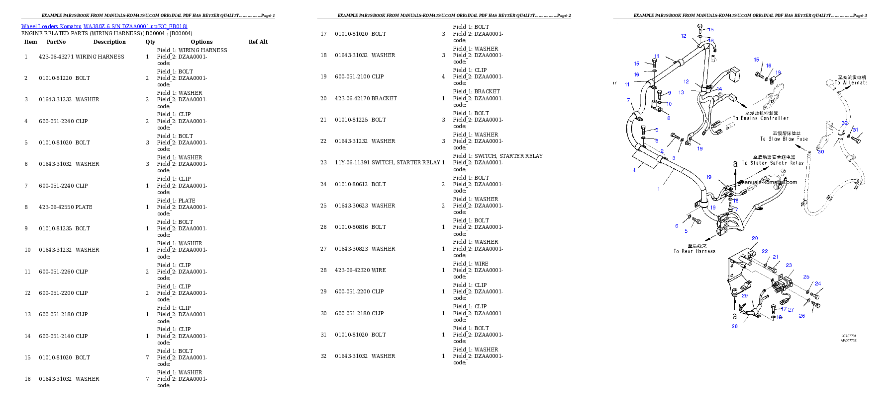 WA380Z-6 S/N DZAA0001-up Partsbook