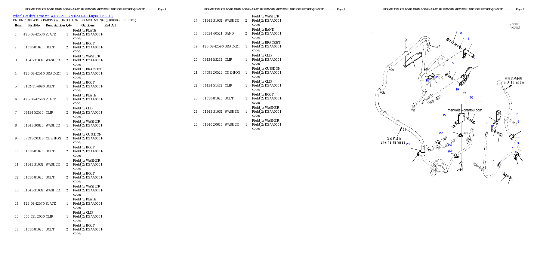 WA380Z-6 S/N DZAA0001-up Partsbook