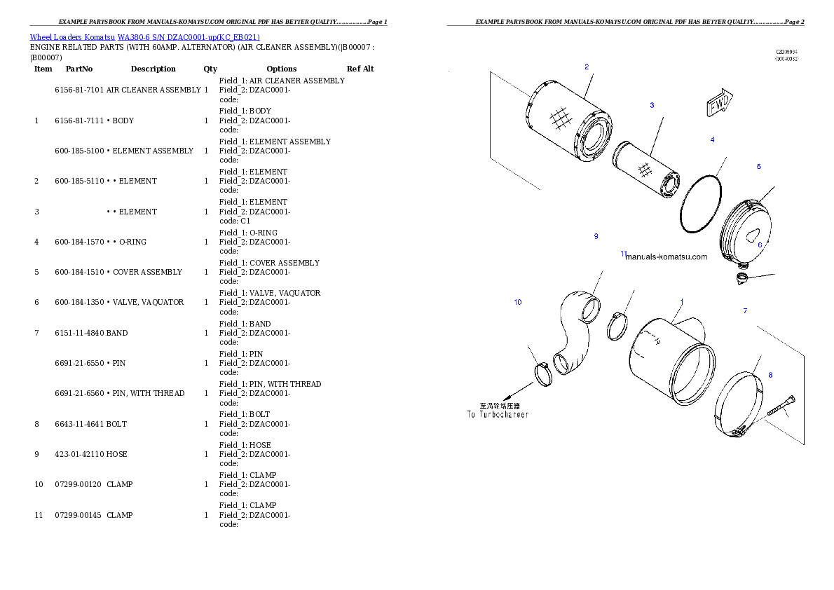 Protected: WA380-6 S/N DZAC0001-up Partsbook