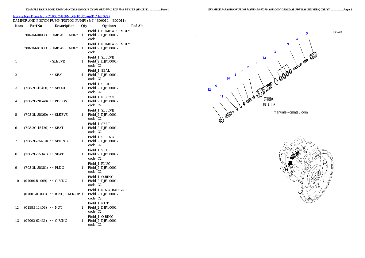 Protected: PC160LC-8 S/N DJF10001-up Partsbook