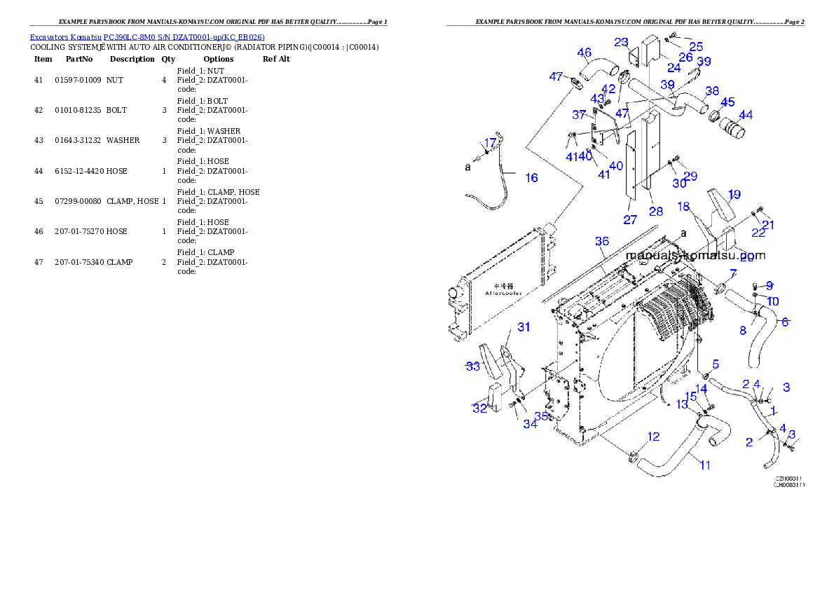 Protected: PC390LC-8M0 S/N DZAT0001-up Partsbook