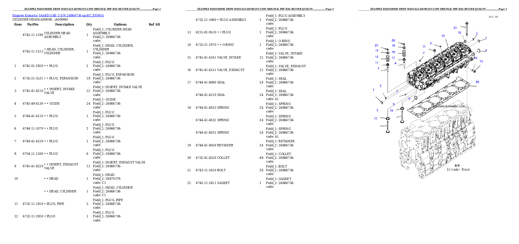 Protected: SAA6D114E-3 S/N 26866736-up Partsbook
