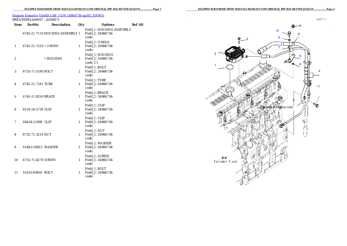 Protected: SAA6D114E-3 S/N 26866736-up Partsbook