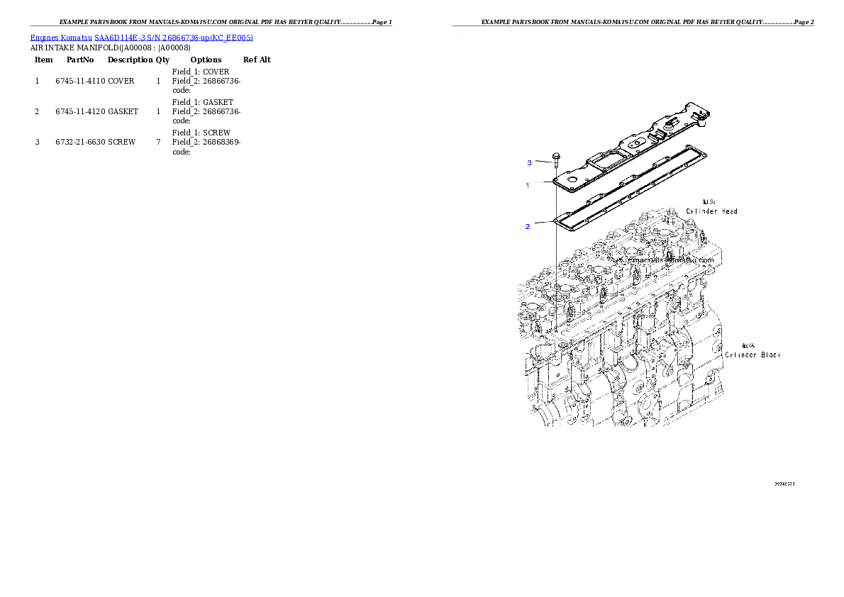 Protected: SAA6D114E-3 S/N 26866736-up Partsbook
