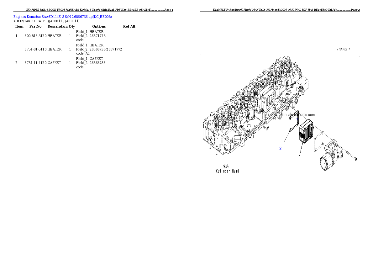 Protected: SAA6D114E-3 S/N 26866736-up Partsbook