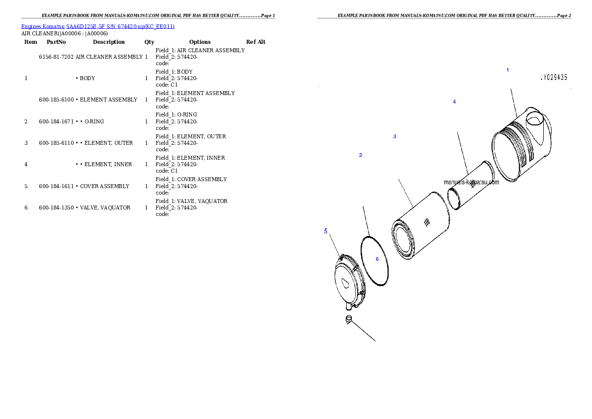 Protected: SAA6D125E-5F S/N 674420-up Partsbook