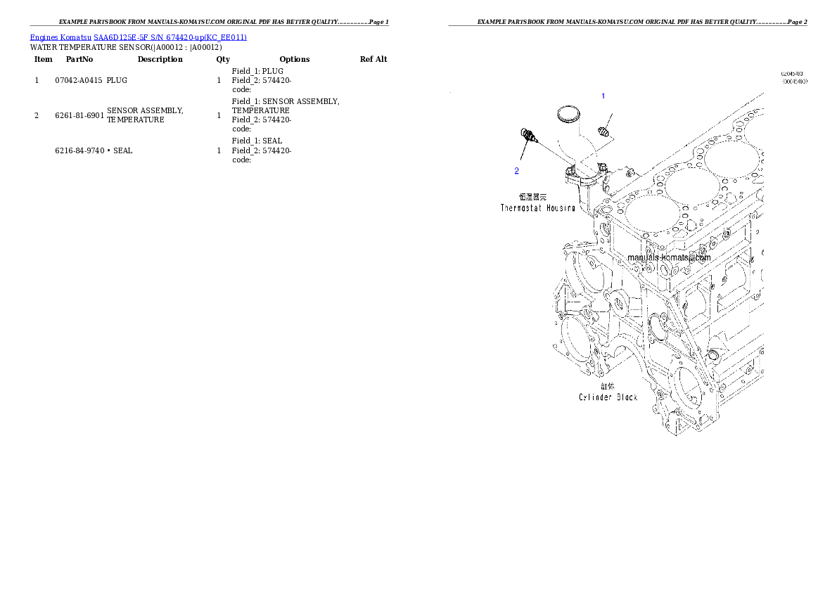 Protected: SAA6D125E-5F S/N 674420-up Partsbook