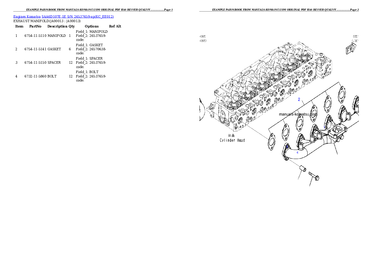 Protected: SAA6D107E-1E S/N 26537659-up Partsbook
