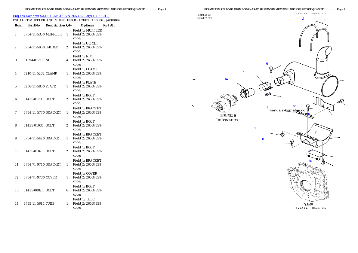 Protected: SAA6D107E-1E S/N 26537659-up Partsbook