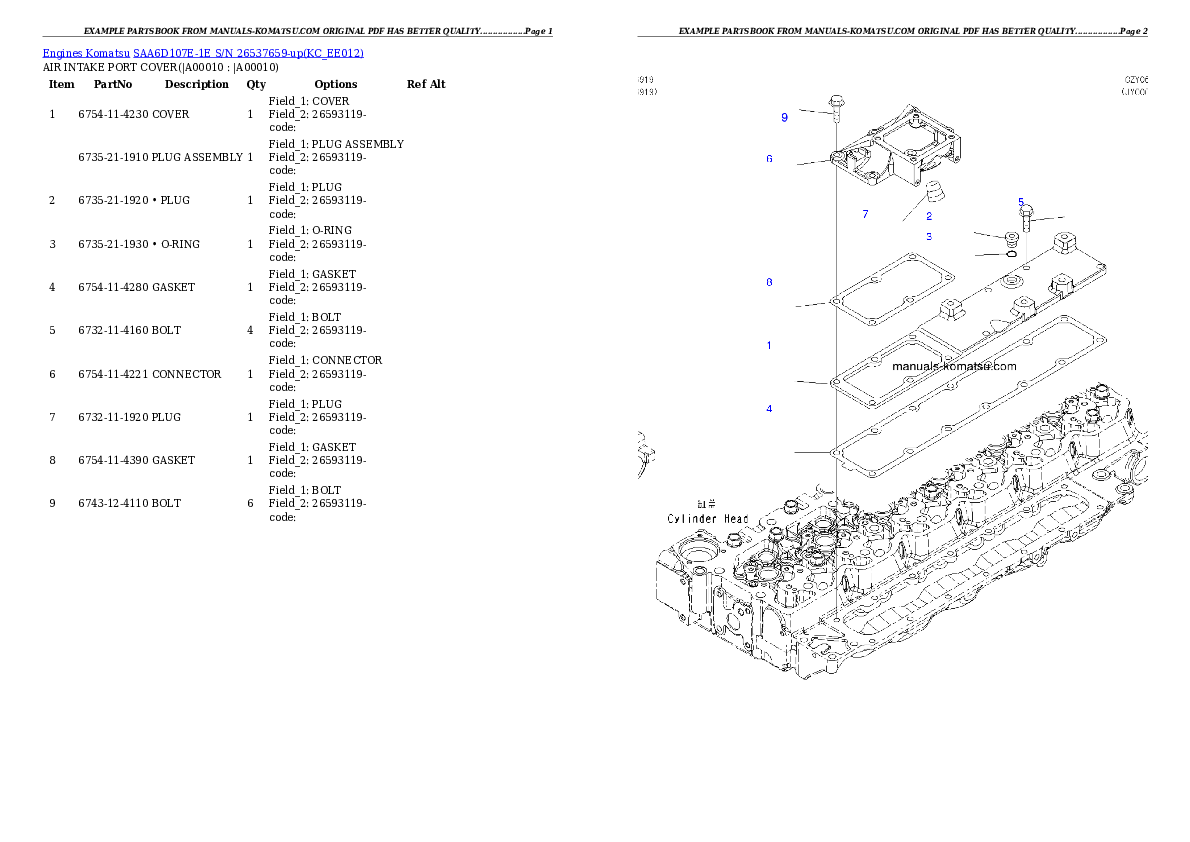 Protected: SAA6D107E-1E S/N 26537659-up Partsbook