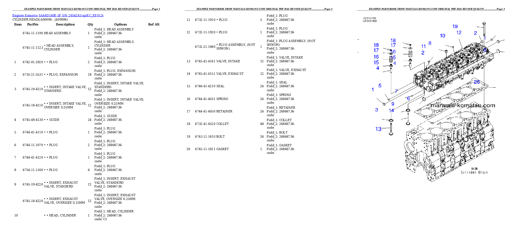 Protected: SAA6D140E-5F S/N 2654263-up Partsbook