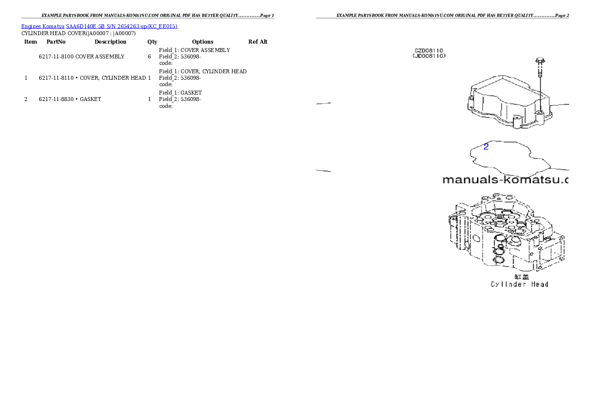 Protected: SAA6D140E-5B S/N 2654263-up Partsbook