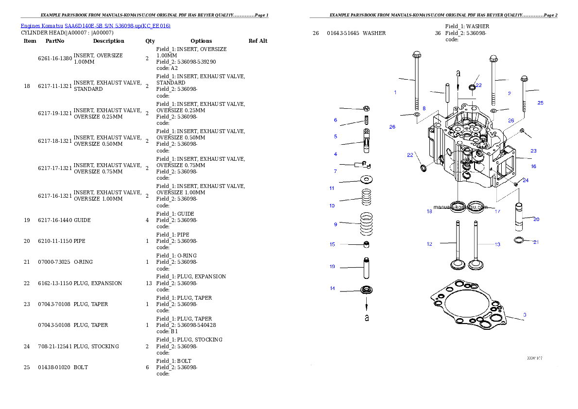 Protected: SAA6D140E-5B S/N 536098-up Partsbook