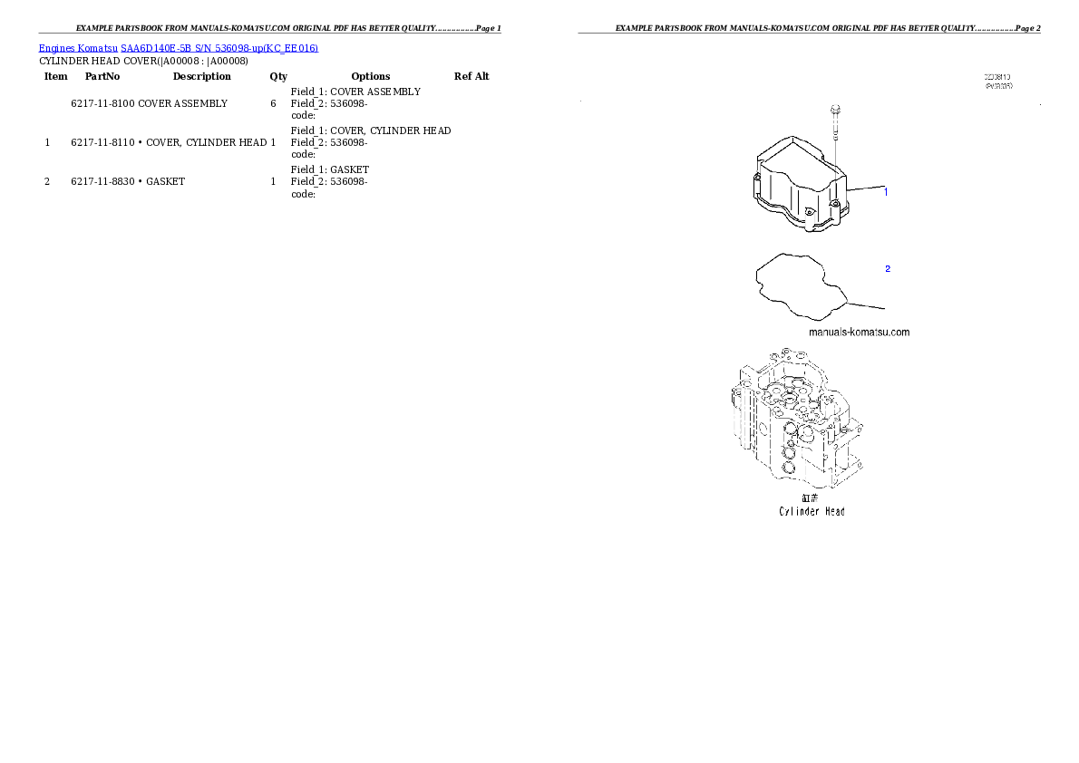 Protected: SAA6D140E-5B S/N 536098-up Partsbook