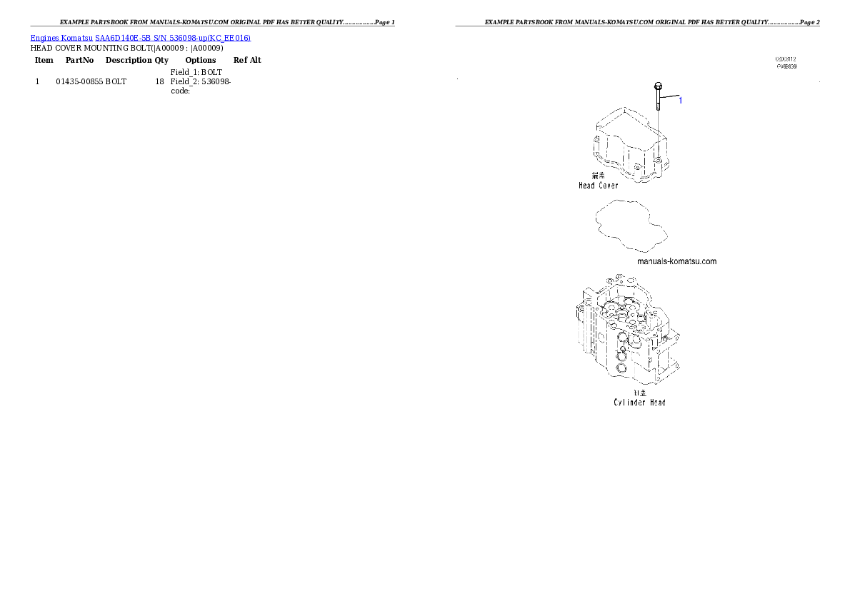 Protected: SAA6D140E-5B S/N 536098-up Partsbook