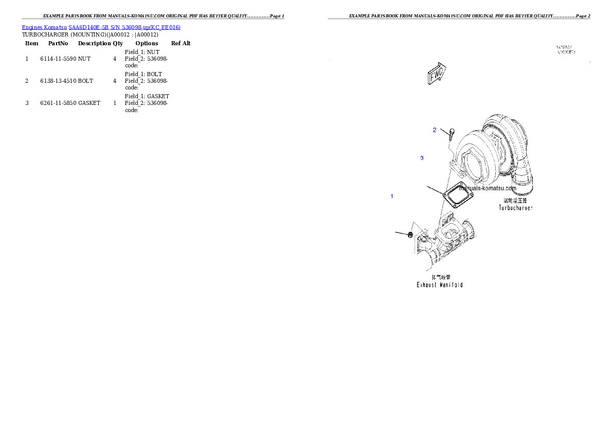 Protected: SAA6D140E-5B S/N 536098-up Partsbook