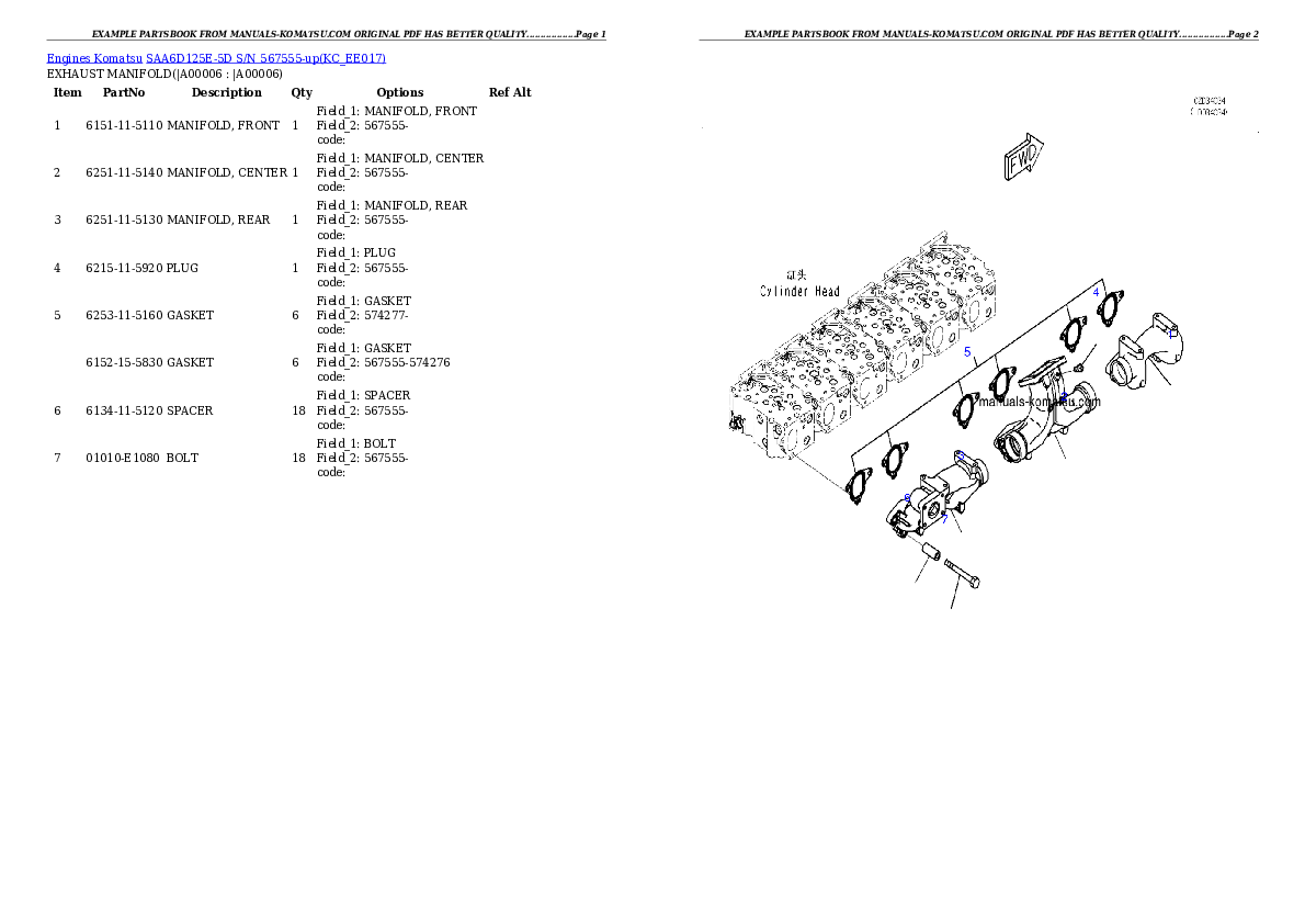 Protected: SAA6D125E-5D S/N 567555-up Partsbook