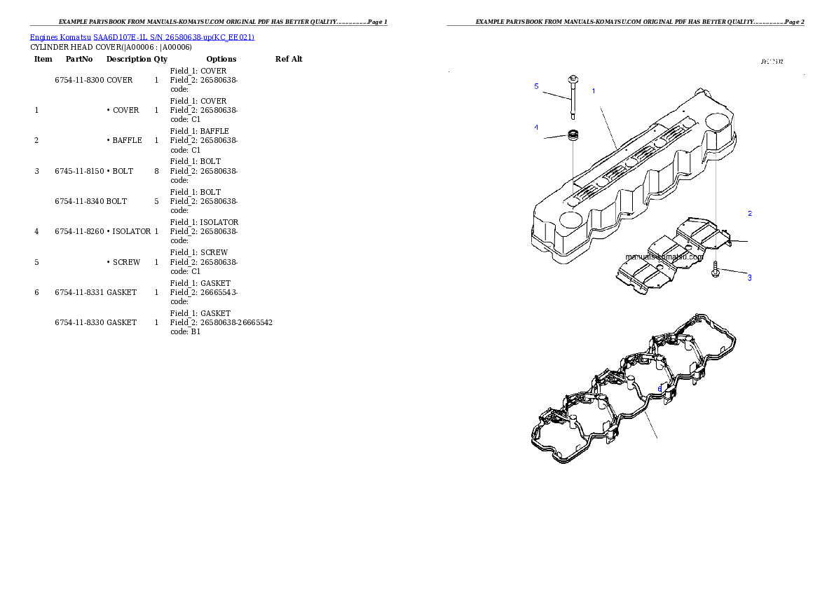 Protected: SAA6D107E-1L S/N 26580638-up Partsbook