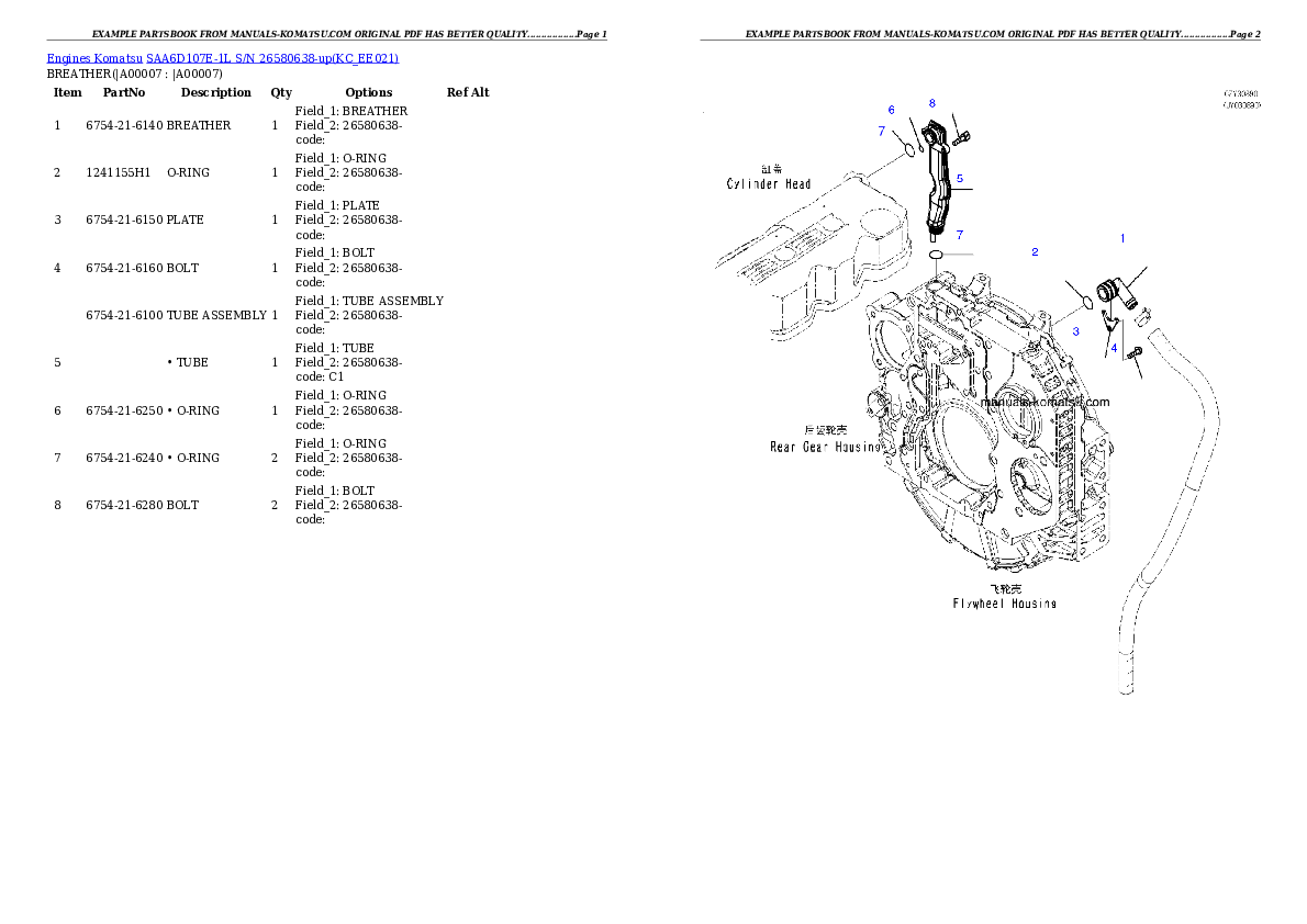 Protected: SAA6D107E-1L S/N 26580638-up Partsbook