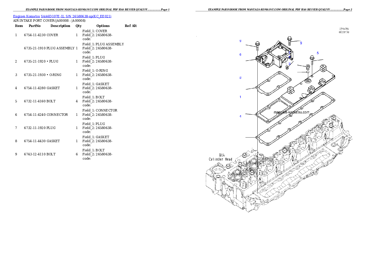 Protected: SAA6D107E-1L S/N 26580638-up Partsbook